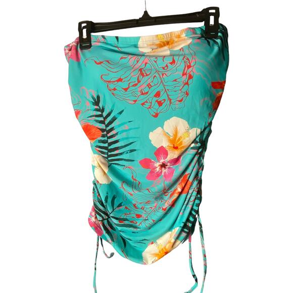 Women's Hapari Swim Bathing Suit TOP (only) 16 turq w Pink . Side rouching EUC - Picture 3 of 15